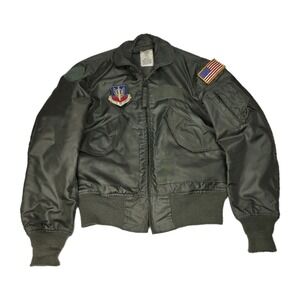 US Military Pilot CWU-/36P Flight Jacket Flyer's Cold Weather Small USAF Green